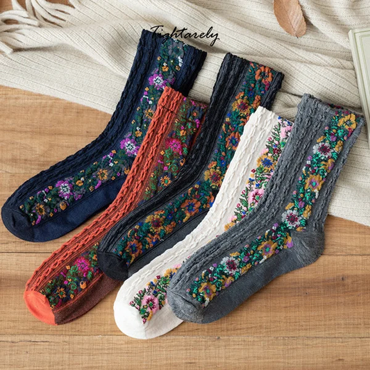 Vintage Embroidered Floral Women Socks(🎁New Year Sale)